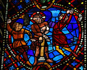 Torture of Jesus - stained glass in Leon