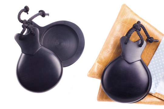 Spanish flamenco castanets isolated on a white background