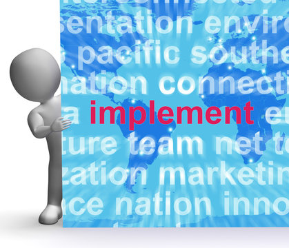 Implement Word Cloud Sign Shows Implementing Or Executing A Plan
