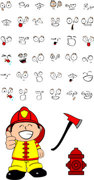 firefighter kid cartoon set8