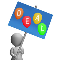 Sign Deal Balloons Represent Discounts Sales Bargains and Hot De