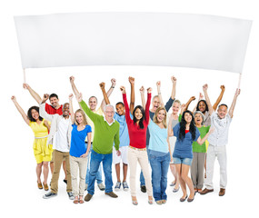 Fototapeta premium People With Their Arms Raised Isolated