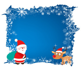 christmas background with santa claus and deer