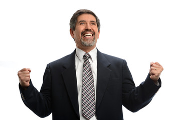 Hispanic Businessman Celebrating