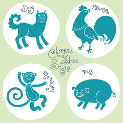 Set signs of the Chinese zodiac.