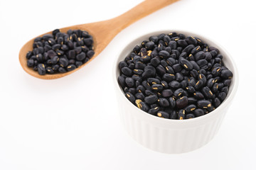 Black beans isolated on white background