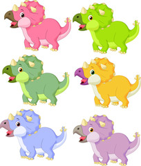 Cartoon triceratops in different color © tigatelu