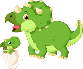 Mother triceratops with baby hatching © tigatelu