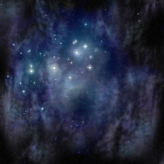 Obraz na płótnie Canvas Pleiades (Seven Sisters) in the Taurus Constellation