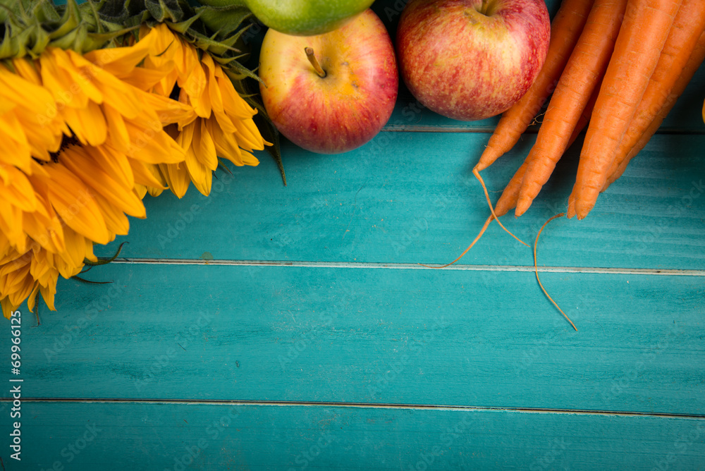 Wall mural fresh vegetables on table