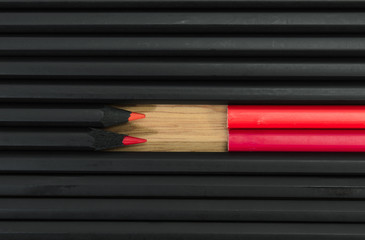 red color in black pencils