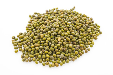 Green mung beans isolated on white background