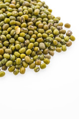 Green mung beans isolated on white background