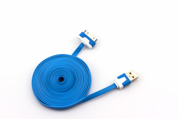 Blue USB cable for smartphone.