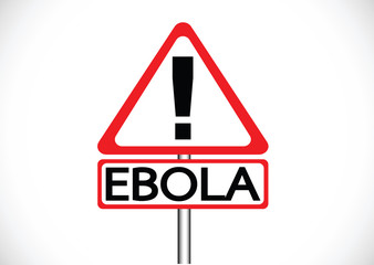 road warning exclamation point warns about Ebola virus concept