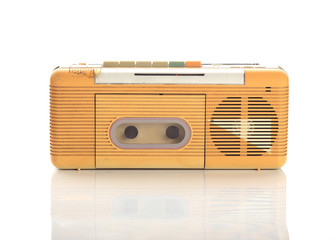 music radio cassette on white background