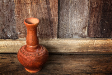 Old clay ceramic vase