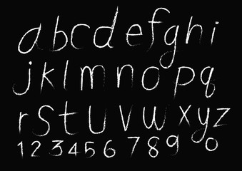 Fototapeta na wymiar Hand drawn letters alphabet written with brush