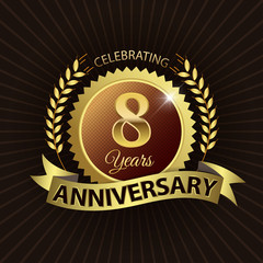 Celebrating 8 Years Anniversary - Laurel Wreath Seal & Ribbon