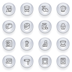Home appliances icons with glossy buttons.