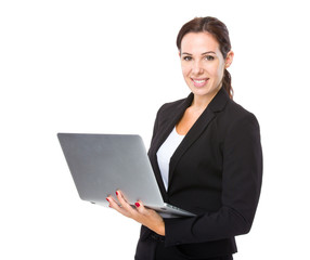 Businesswoman use of laptop computer