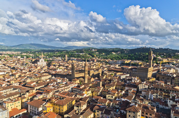 Aerial panoramic view of Florence from a tower, Tuscany