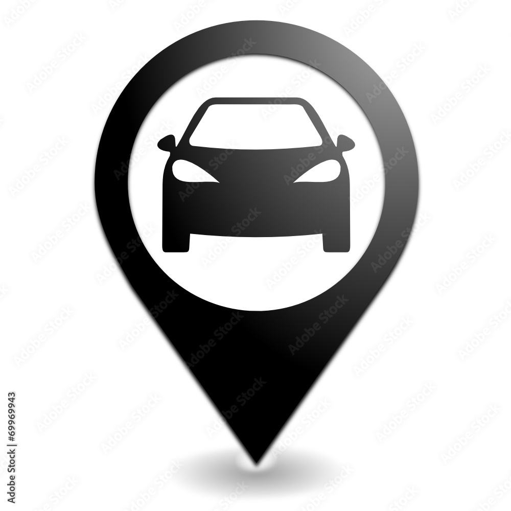 Sticker automobile sur symbole localisation noir