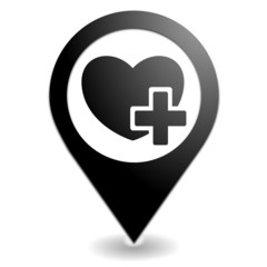 Obraz premium ajouter aux favoris sur symbole localisation noir