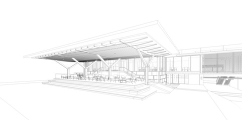 Architectural sketch. Idea. Drawing. 