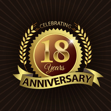 Celebrating 18 Years Anniversary - Laurel Wreath Seal & Ribbon