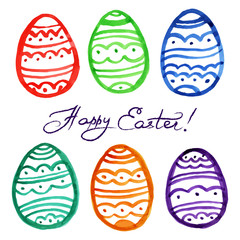 Easter watercolor eggs. Vector illustration