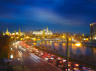 Fototapeta na wymiar Bright night urban landscape, Moscow