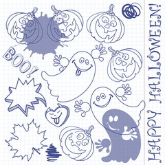 Halloween set. Hand drawn vector illustration.