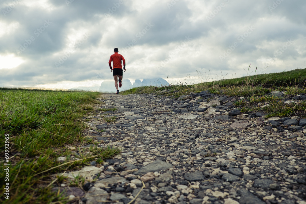 Wall mural trail running in montagna