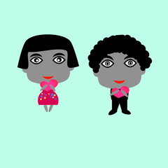 cute boy and girl with heart