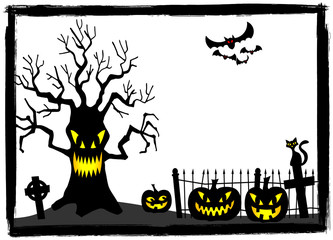 gruseliger Baum auf einem Friedhof an Halloween