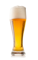Glass of beer isolated on white background