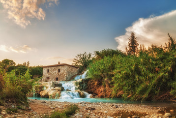 Obraz premium Waterfalls natural spa in Tuscany, Italy