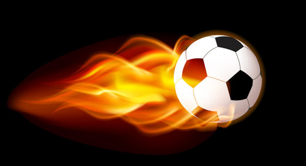 Fototapeta na wymiar Flaming Football Ball