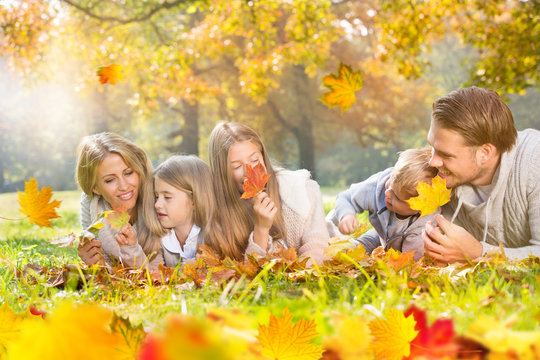 happy autumn family
