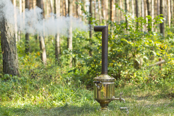 Smoking russian samovar