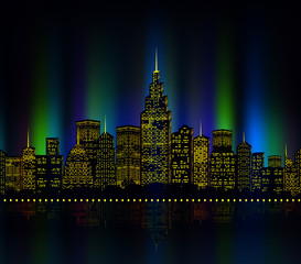 City lights, cityscape colourful