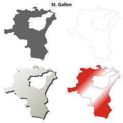 St. Gallen blank detailed outline map set