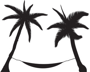 Hammock between two palm trees