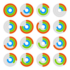 Set of Circular Colored Progress Diagram. Vector