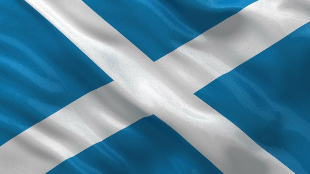 Flag of Scotland gently waving in the wind - seamless loop