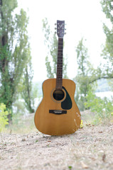 Acoustic guitar on nature
