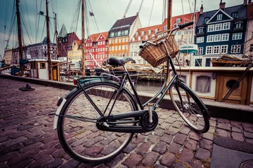 Papier Peint photo Lavable Vélo Vélo de ville rétro vintage classique à Copenhague, Danemark