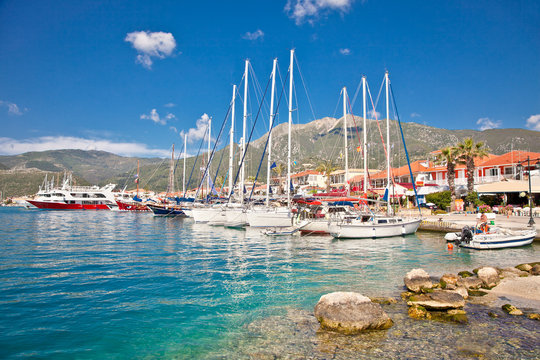 Fototapeta Nydri harbour at Lefkada island, Greece.