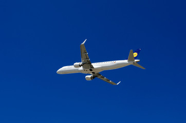 Lufthansa airplane in the skies